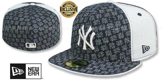 Yankees NY 'FADE ALL-OVER PINWHEEL' Navy-Grey Fitted Hat by New Era