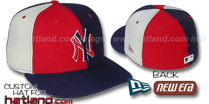 Yankees 'PINWHEEL' Red-Navy-Stone Fitted Hat by New Era