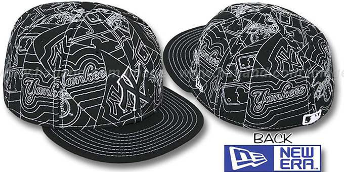 Yankees 'PUFFY REMIX' Black-White Fitted Hat by New Era