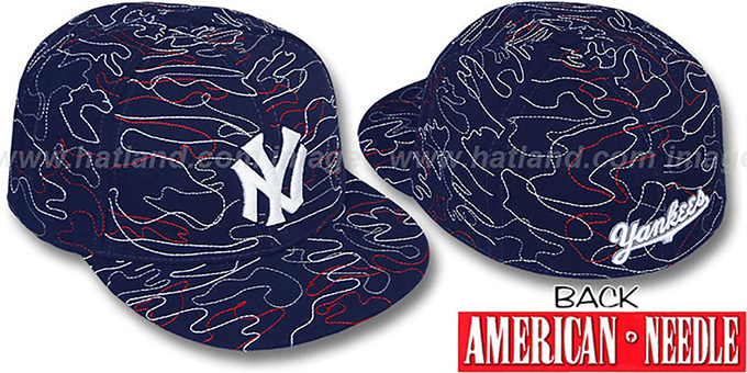 Yankees 'SILLY STRING ALL-OVER' Navy Fitted Hat by American Needle