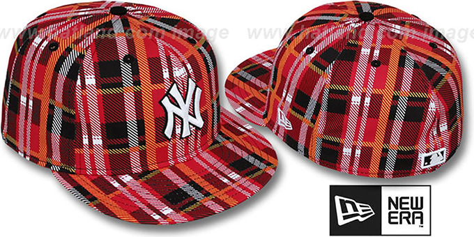 Yankees 'TARTAN PLAID' Red Fitted Hat by New Era