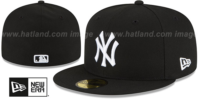 Yankees 'TEAM-BASIC' Black-White Fitted Hat by New Era