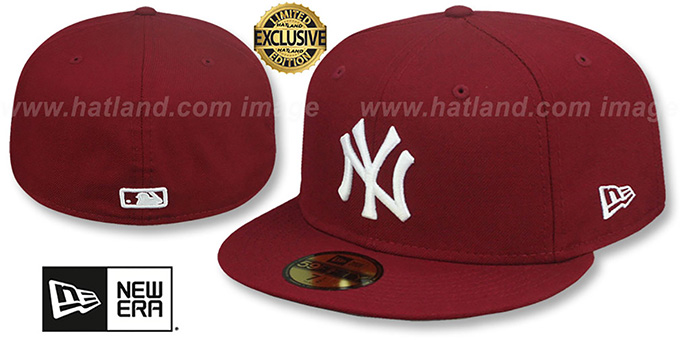 Yankees 'TEAM-BASIC' Burgundy-White Fitted Hat by New Era