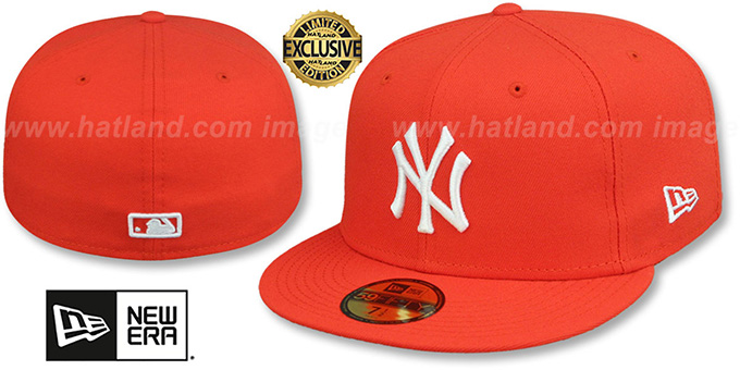 Yankees 'TEAM-BASIC' Orange-White Fitted Hat by New Era