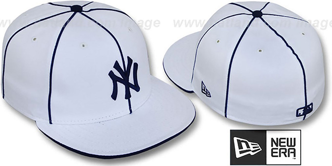 Yankees 'TEAM PIPING' White-Navy Fitted Hat by New Era