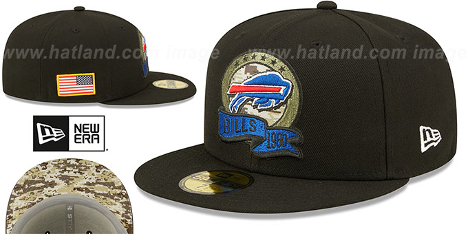 Buffalo Bills 2022 SALUTE-TO-SERVICE Black Fitted Hat