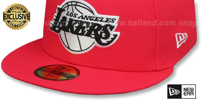 Los Angeles Lakers URBAN CAMO-BOTTOM Lava Red Fitted Hat