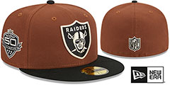 Raiders HARVEST SIDE-PATCH Brown-Black Fitted Hat by New Era