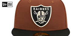 Raiders HARVEST SIDE-PATCH Brown-Black Fitted Hat by New Era - 3rd View