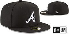 Braves TEAM-BASIC Black-White Fitted Hat by New Era - 2nd View