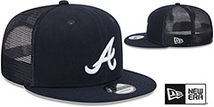 Braves TEAM-BASIC TRUCKER SNAPBACK Navy Hat by New Era - 2nd View