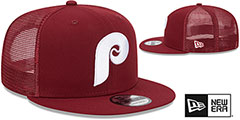 Phillies COOP TEAM-BASIC TRUCKER SNAPBACK Burgundy Hat by New Era - 2nd View