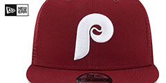 Phillies COOP TEAM-BASIC TRUCKER SNAPBACK Burgundy Hat by New Era - 3rd View