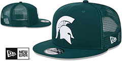 Michigan State TEAM-BASIC TRUCKER SNAPBACK Green Hat by New Era - 2nd View