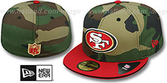 49ers 2T SPLIT NFL TEAM-BASIC Army-Red Fitted Hat by New Era