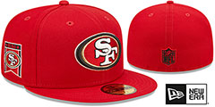 49ers BANNER SIDE-PATCH Red Fitted Hat by New Era