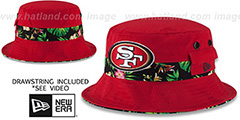 49ers BLOOM SUB-BANDED Red Bucket Hat by New Era