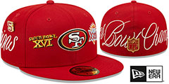 49ers HISTORIC CHAMPIONS Red Fitted Hat by New Era