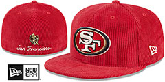 49ers LETTERMAN PIN CORDUROY Red Fitted Hat by New Era