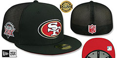 49ers SB XXIX MESH-BACK SIDE-PATCH Black-Red Fitted Hat by New Era