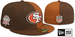 49ers SB XXIX SPLIT SIDE-PATCH Brown-Wheat Fitted Hat by New Era