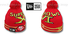 49ers SUPER BOWL XVI Red Knit Beanie Hat by New Era