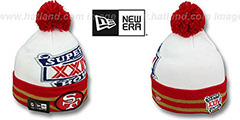 49ers SUPER BOWL XXIV White Knit Beanie Hat by New Era