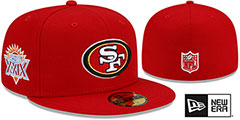 49ers SUPER BOWL XXIX SIDE-PATCH Red Fitted Hat by New Era