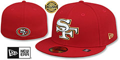 49ers THROWBACK NFL LIGATURE Red Fitted Hat by New Era