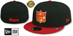 49ers THROWBACK NFL SHIELD-BASIC Black-Red Fitted Hat by New Era