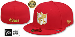 49ers THROWBACK NFL SHIELD-BASIC Red Fitted Hat by New Era