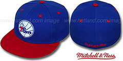 76ers 2T CLASSIC THROWBACK Royal-Red Fitted Hat by Mitchell & Ness