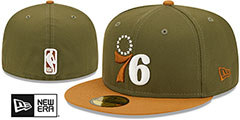 76ers 2T COLOR PACK Olive-Tan Fitted Hat by New Era