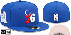 76ers 3X NBA CHAMPS POP-SWEAT Royal-Pink Fitted Hat by New Era