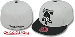 76ers MONOCHROME XL-LOGO Grey-Black Fitted Hat by Mitchell and Ness