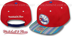 76ers NATIVE-STRIPE SNAPBACK Red Hat by Mitchell and Ness