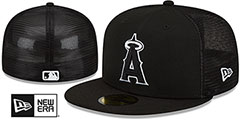 Angels BATTING PRACTICE TRUCKER Black-White Fitted Hat by New Era