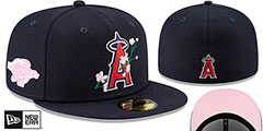 Angels LOGO BLOOM SIDE-PATCH Navy-Pink Fitted Hat by New Era