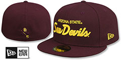 Arizona State NCAA TEAM-SCRIPT Maroon Fitted Hat by New Era