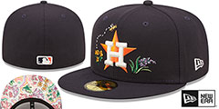 Astros FLORAL WATERCOLORS Navy Fitted Hat by New Era