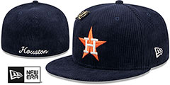 Astros LETTERMAN PIN CORDUROY Navy Fitted Hat by New Era