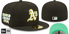 Athletics 1974 WS CITRUS POP Black-Green Fitted Hat by New Era