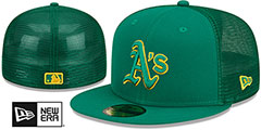 Athletics BATTING PRACTICE TRUCKER Green Fitted Hat by New Era