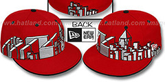 Atlanta ATL BLOCK CITY-SKYLINE Red Fitted Hat by New Era