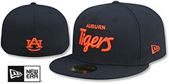 Auburn NCAA TEAM-SCRIPT Navy Fitted Hat by New Era