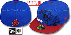 Avengers CAPTAIN AMERICA OUTLINE Royal-Red Fitted Hat by New Era