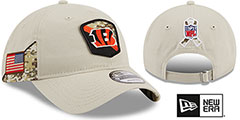 Bengals 2023 SALUTE-TO-SERVICE STRAPBACK Stone Hat by New Era