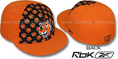 Bengals TEAM-PRINT PINWHEEL Black-Orange Fitted Hat by Reebok