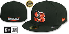 Bengals THROWBACK NFL LIGATURE Black Fitted Hat by New Era