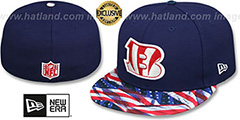 Bengals USA WAVING-FLAG Navy Fitted Hat by New Era